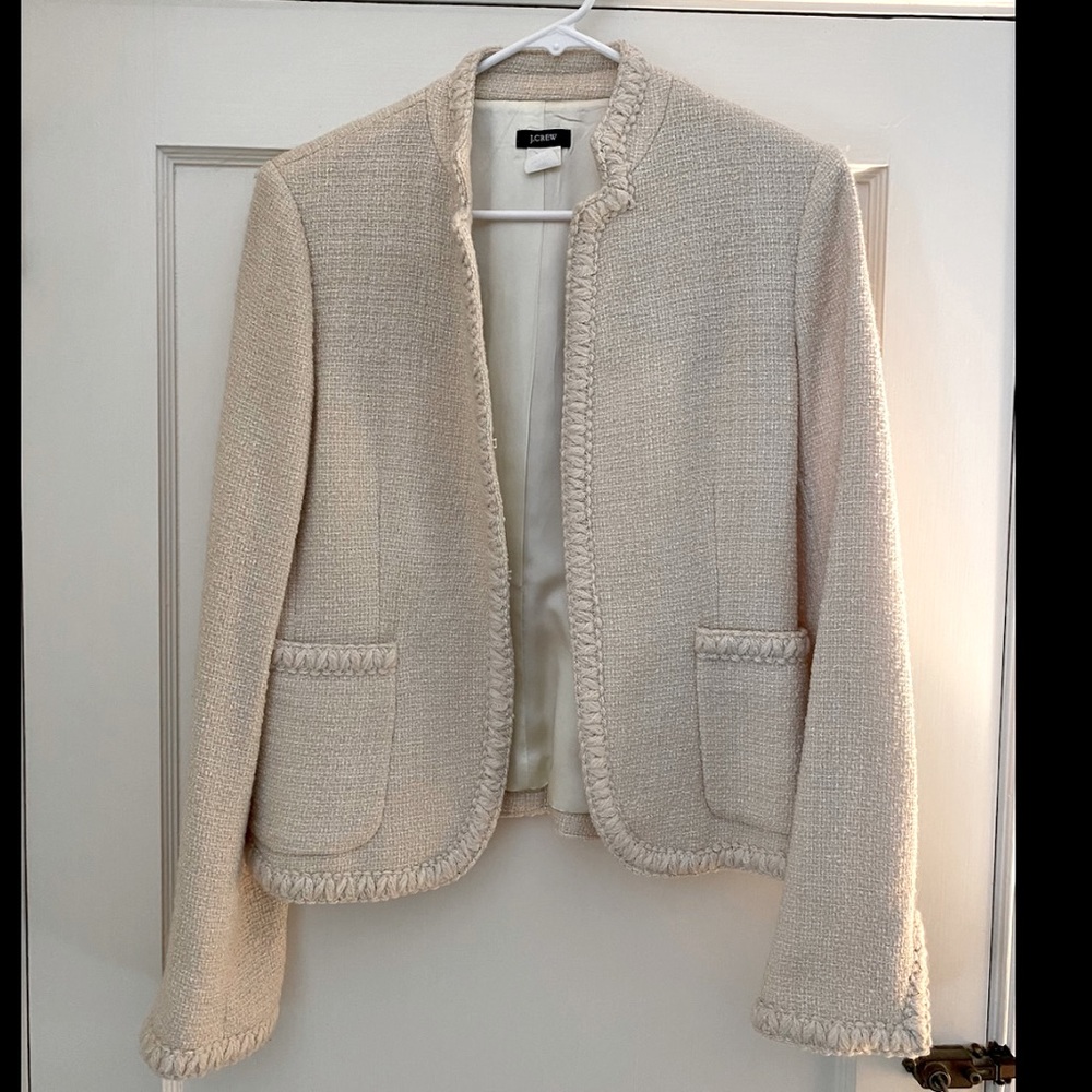 J. Crew Ivory Cream Chanel Style Francine Boucle Jacket Blazer